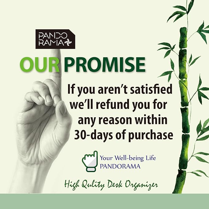 Pandorama Bamboo Desk Organizer with Adjustable File & Book Holder, Large 4Tier Dektop Storage for Office, A4 Full Size Drawer, No Assembly Required,Kitchen and Bedroom