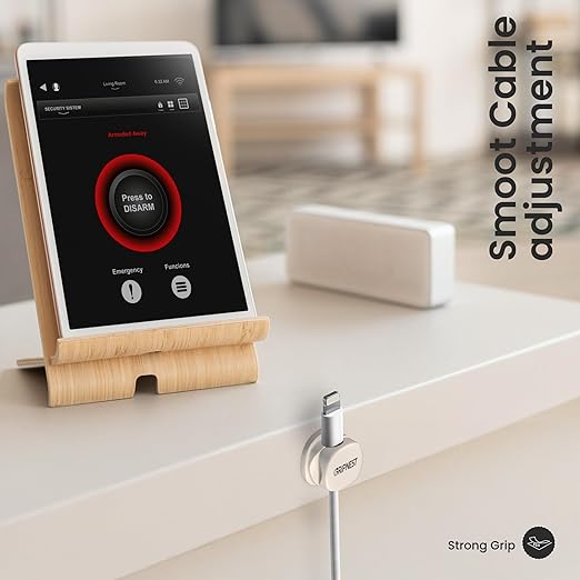 8 Pack Adhesive Cable Clips White Spring Loaded Cord Holders for Nightstand, Desk, Wall, Car, or Bedside Ideal Charging Cable Organizer for Home or Office Setup