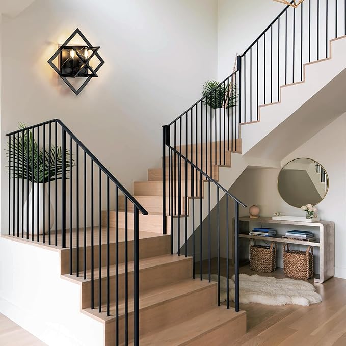 Black Wall Sconces,17.8in Rustic Wall Sconces Mount Lamp Indoor for Living Room Bedroom Bathroom Stairway(E12 Base, Bulbs Not Include 1Pack) Black Marble Texture
