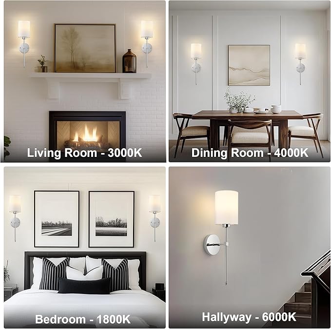 Battery Operated Wall Sconce Set of Two,Wireless Rechargeable Wall Light With Remote Control, Dimmable, 1800K/3000K/4000K/6000K/RGB, Timer, for Living Room, Bedroom, Fireplace, TV, 26.8 Inch, Chrome