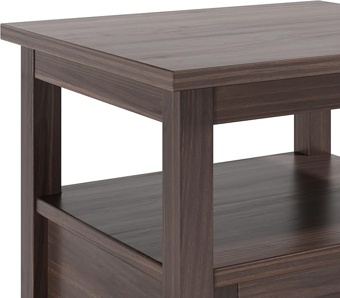 SIMPLIHOME Warm Shaker SOLID WOOD 20 inch Wide Rectangle Transitional End Table in Warm Walnut Brown for the Living Room and Bedroom