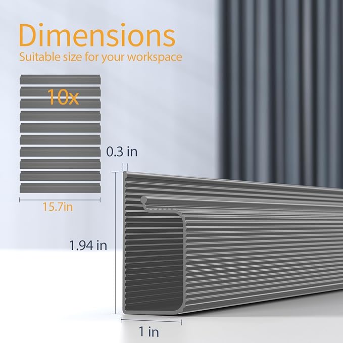 Delamu 157in Cable Management Under Desk, Safe & Tidy Under Desk Cable Management for Home & Office, Cord Organizer for Desks, Wire Organizer Kit, 10 Pack Grey