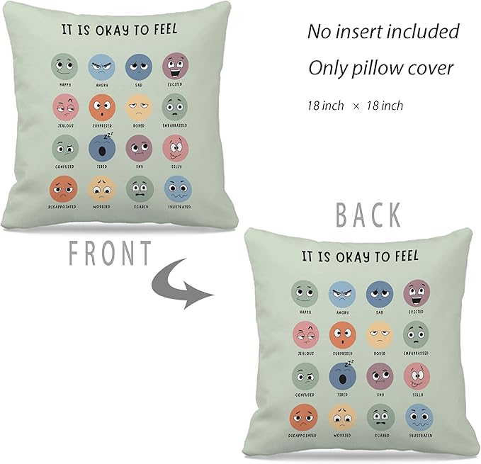 Nogrit Counseling Office Must Haves Throw Pillow Cover, Calming Corner, Mental Health Pillowcase Decor for Home Kids,Mental Health Counselor Gifts, Calming Corner Pillow Covers 18x18-894