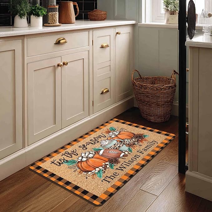 Personalized Halloween Door Mat Custom The Fall Season Non-Slip Indoor Doormat Customized Halloween Fall Home Decor for Friend Family