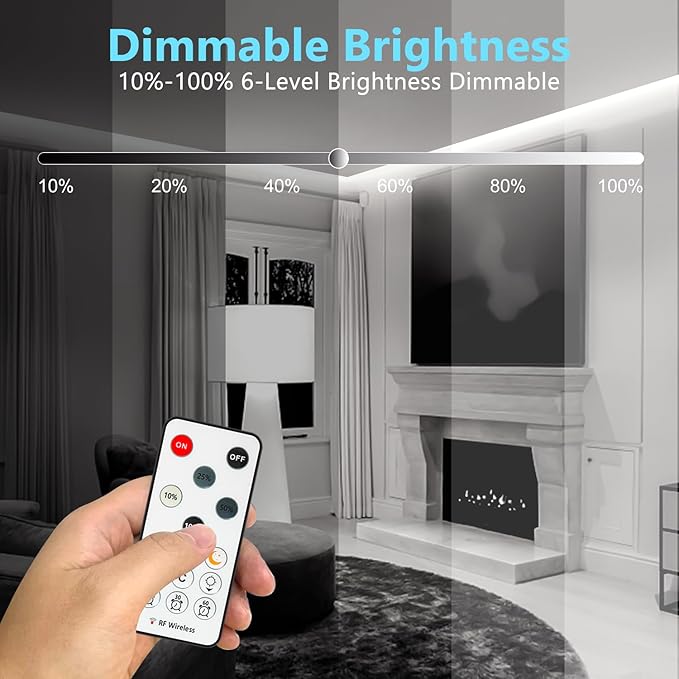 COB LED Strip Light with Remote, 65.6ft Dimmable 6500K Super Bright Daylight White Led Lights Strip, 24V Flexible LED Tape Light for Bedroom, Kitchen, DIY Lighting (2 Rolls of 32.8ft)
