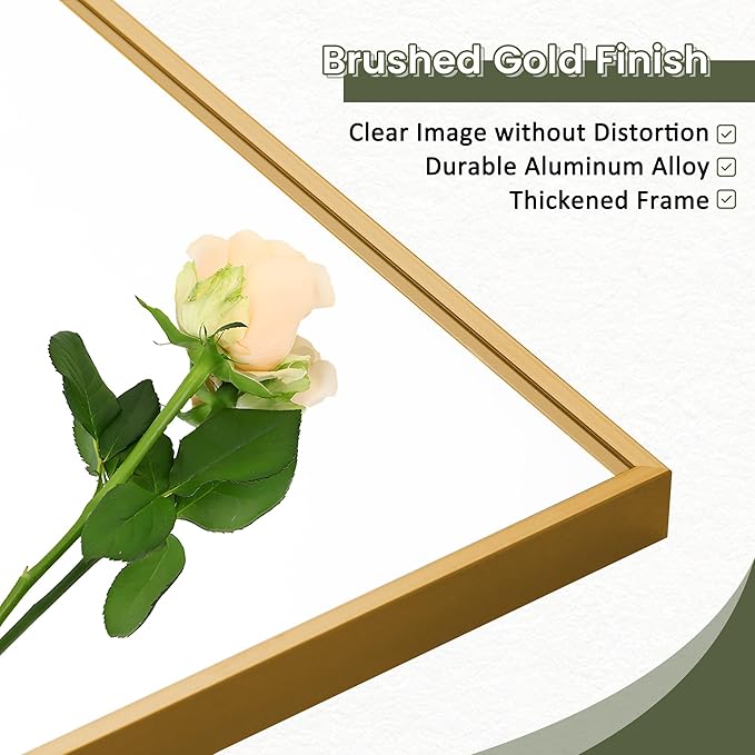 Full Length Mirror with Stand, 64" x 21" Free Standing Floor Mirror, Full Body Mirrors, Hanging or Wall Mounted Mirrors for Bedroom, Rectangle Shape, Metal Frame,Gold