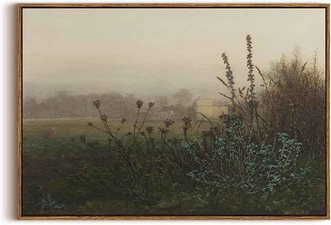 KISSFOX Vintage Wall Art Framed Retro Rustic Landscape Painting Canvas Prints Farmhouse Floral Country Scenery Picture Home Office Decor Bathroom Bedroom Living Room