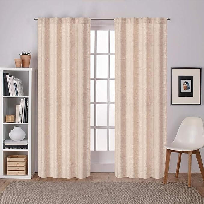 Natural Linen Tab Top Curtains 50x96 inch Set of 2 Panels - Long Flax Drapes for Living Room & Bedroom, Farmhouse Window Curtains, Rustic Linen Drapes for Modern Farmhouse & Boho Style Décor