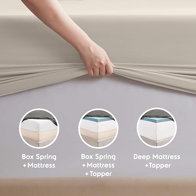Nestl Extra Deep Queen Sheet Set - 6 Piece Breathable & Cooling Sheets - Hotel Luxury Bedding Set w/18-24 Inch Deep Pockets - Easy & Secure Fit - Super Soft, Wrinkle Free & Comfy - Linen