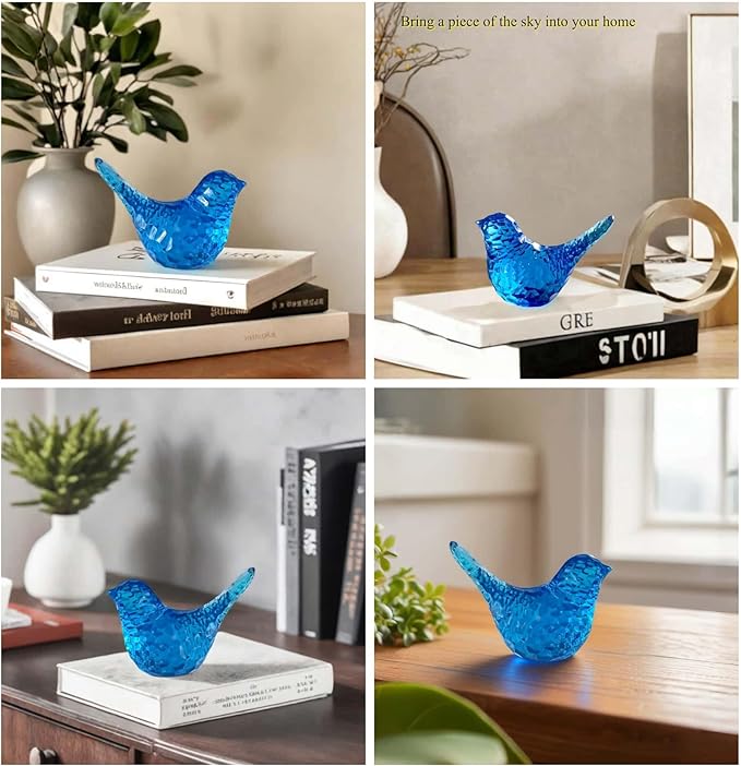 Blue Bird Figurines Living Room Office Shelf Home Decor Accents,Bird Gifts for Bird Lovers Women,Knick Knacks for Shelves Bookshelf