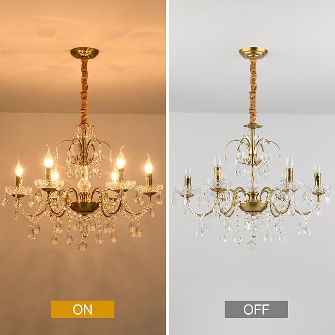 Vintage Chandelier, Crystal Chandeliers for Dining Room, Antique Chandelier, Crystal Candle Chandelier Lighting, Vintage 6 Lights Pendant Ceiling Fixture Lamp Perfect for Hallway D68 x H55