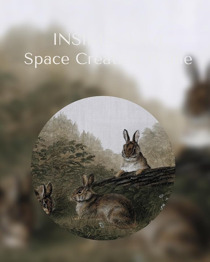 InSimSea Framed Canvas Wall Art of Rabbit Animal - Vintage Easter Bunny Room Decor, Aesthetic Wall Art Home Decor Oil Painting for Living Room Bedroom Botanical Landscape Farmhouse Wall Decor 12x16In