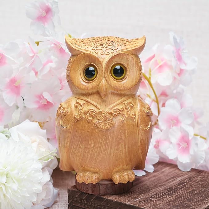 Owl Figurines Resin Statue Home Decor Sculptures Ornament for Bookshelf Living Room,Housewarming Gift