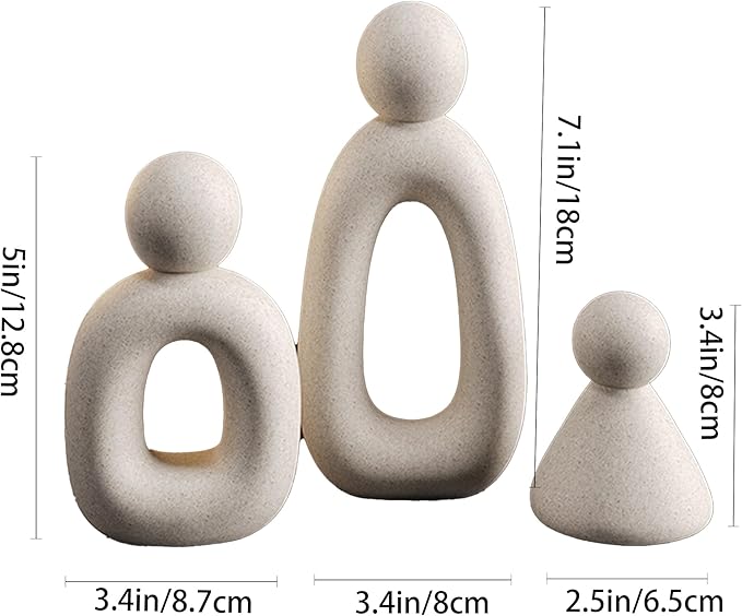 suruim Abstract Family of 3 Figurines Modern Sculptures Home Decorative Accents TV Stand Decor Bookshelf Knick Knacks Gifts for Shelves Entry Way Statues for Home Decor Living Room(Grey)