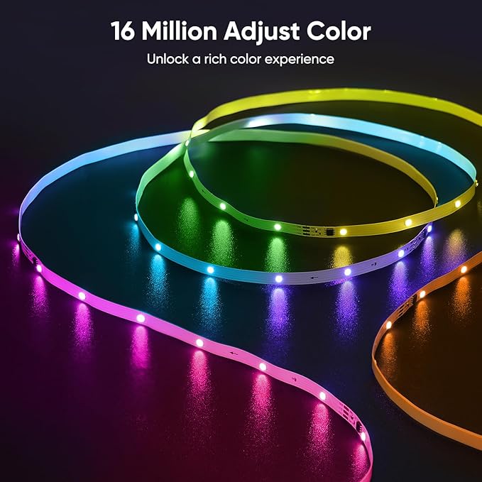 Led Lights for Bedroom, IC+RGB 130FT (2 Rolls of 65ft) Strip Lights, 24Key Remote with App Control, Music Sync Color Changing for Room Decor Party