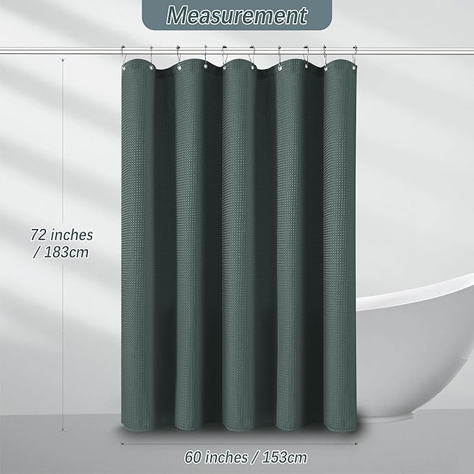 60 inch Stall Shower Curtain - Waffle Weave Heavy Duty Thick Fabric Shower Curtains for Bathroom, Weighted Hotel Spa Luxury Cloth Bath Curtain Set with 10 Hooks, 60x72, Stormy Weather
