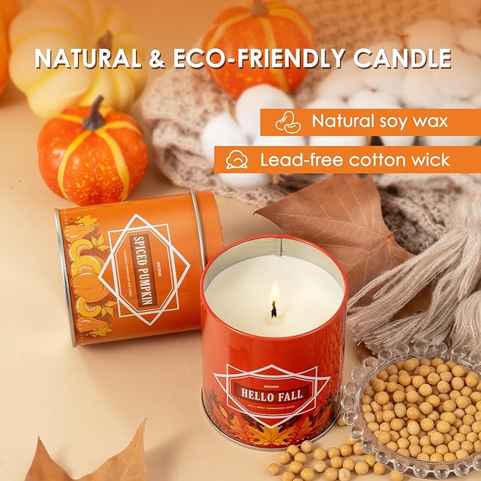 Cinnamon Clove Fall Scented Candle – 9 oz Soy Wax in Travel-Friendly Reusable Tin, Non-Toxic & Clean Burning, 50-Hour Burn – Cozy Autumn Fragrance, Holiday Gift & Fall Decor for Women & Men