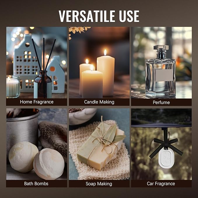 Men Essential Oils Gift Set, Premium Fragrance Oil for Diffusers for Home, Candle & Soap Scents,Agarwood & Leather,Tobacco & Vanilla, Sandalwood & Amber, Cypress & Sage, Rum & Musk,Cedarwood & Oud