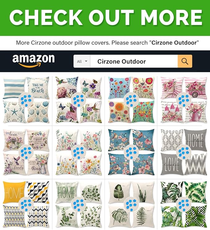 Cirzone Waterproof Outdoor Pillow Covers 18x18 Inch Set of 4 Summer Spring Floral Throw Pillow Covers Spring Outdoor Decor for Patio Furniture Garden Sofa