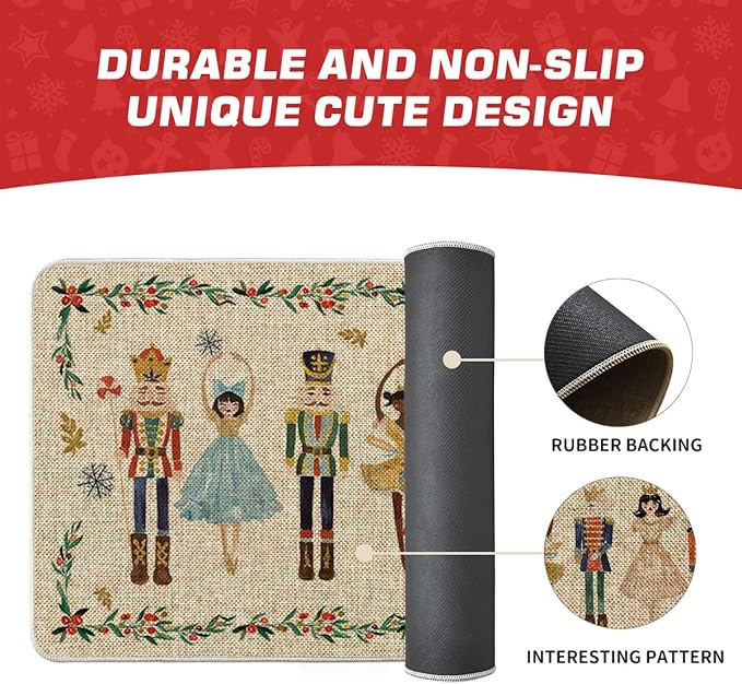 Artoid Mode Watercolor Nutcrackers Merry Christmas Welcome Decorative Doormat, Seasonal Winter Low-Profile Rug Switch Mat for Indoor Outdoor 24x59 Inch