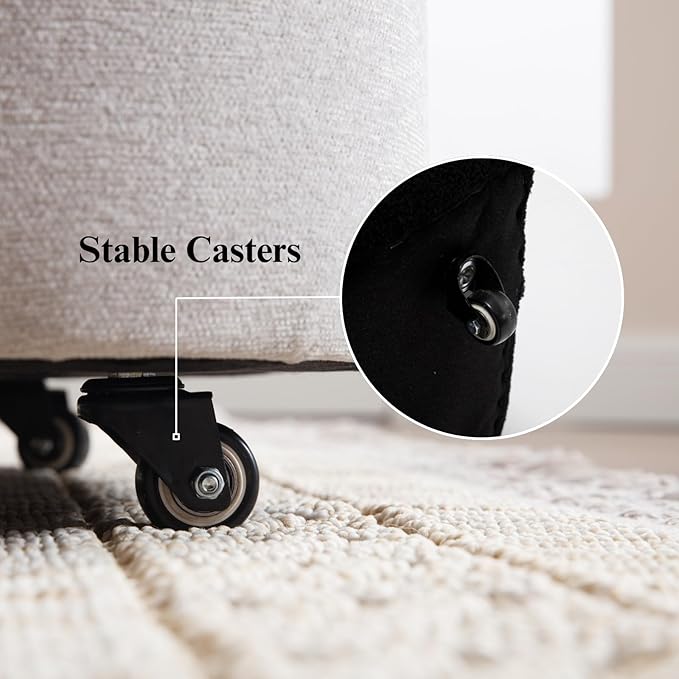 Modern Dining Chair, Upholstered Dining Room Chair with Casters Chenille Fabric Accent Chair for Dining Room Living Room, 1PC, Light Grey