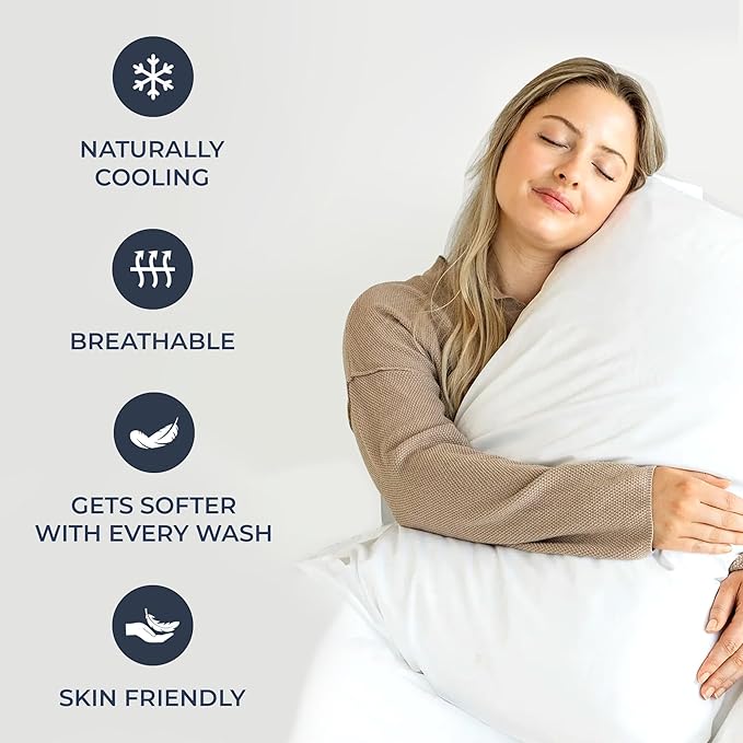 100% Egyptian Cotton Percale Pillow Cases Set - Luxurious 400 Thread Count, Breathable & Skin-Friendly Percale Pillow Cases - Softer After Each Wash - Oeko-TEX Certified – Percale Pillow Cases