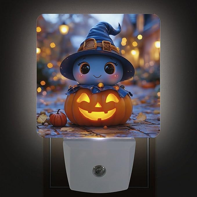 2 Pack Halloween Night Light Plug-in LED Nightlights Auto Sensor Night Lamp Dusk-to-Dawn Lamp Home Decor for Children,Elderly People Bedroom