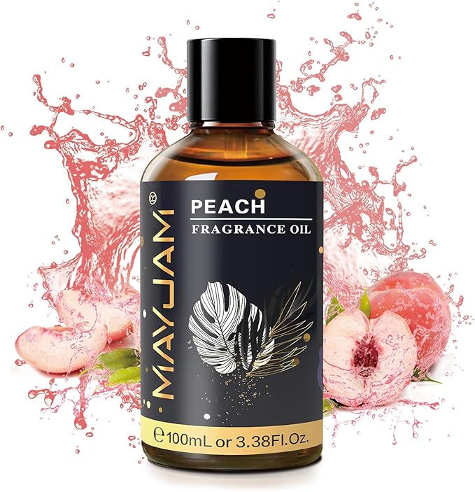 MAYJAM 100ML/3.38FL.OZ Peach Fragrance Oils with Glass Dropper, Essential Oils for Diffusers for Home, Long Lasting Scented Oils for Diffusers Soap Candle Making