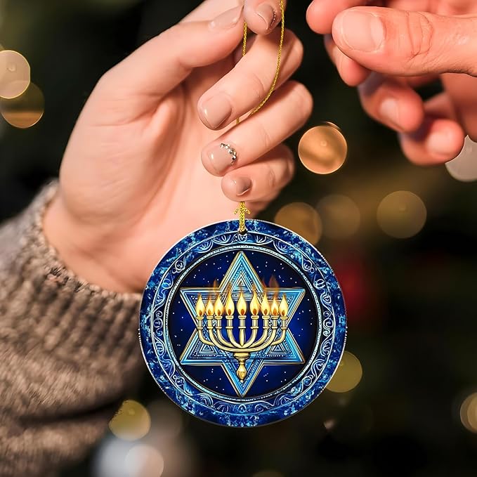 Star of David Hanukkah Ornaments - Hanukkah Ornament for Tree, Menorah Jewish Ornaments, for Women Men, Christmas Hanging Decor