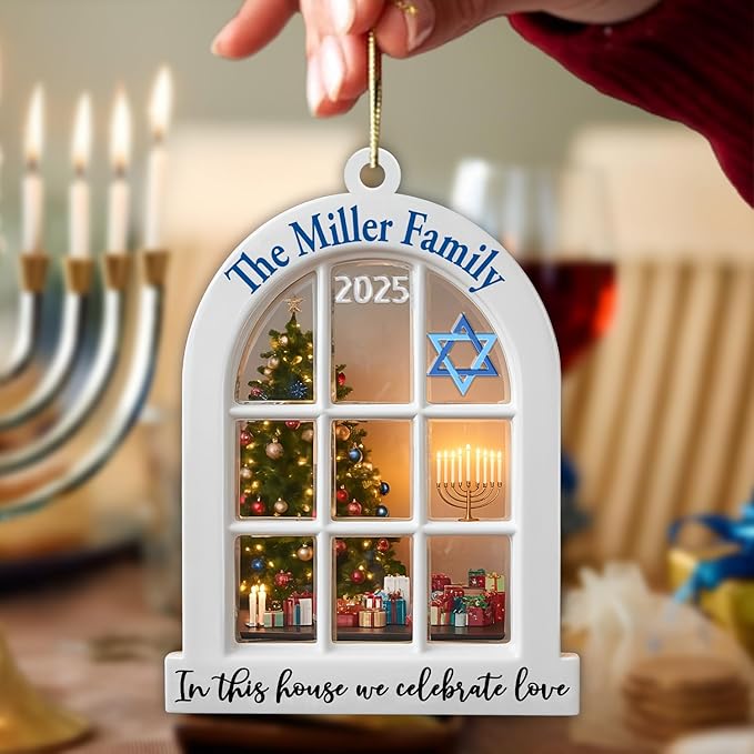 Personalized Hanukkah Ornaments for Tree - Merry Chrismukkah Jewish and Christian, Custom Christmas Hanukkah Ornaments 2025, Housewarming Gifts for Women Men