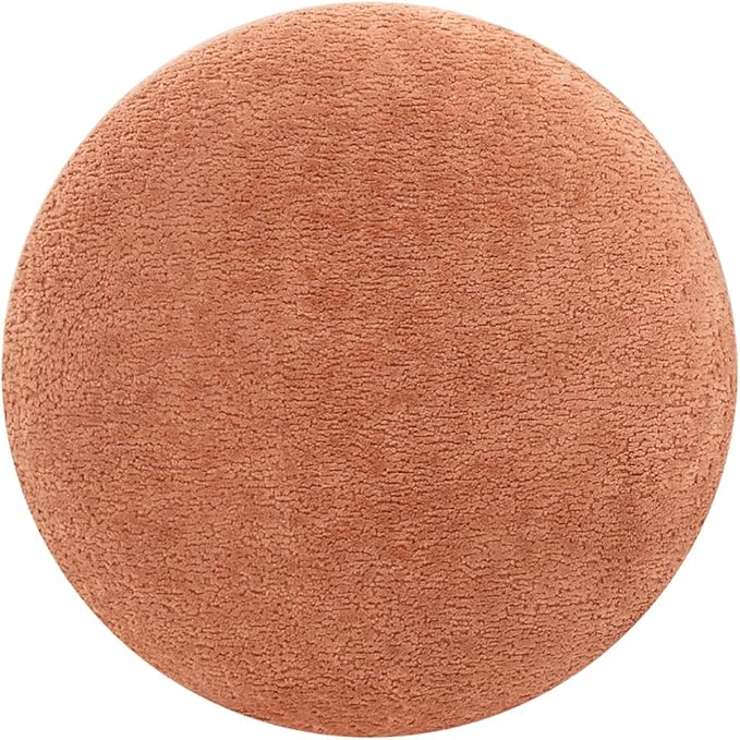15" Small Foot Stool Ottoman Cute Foot Rest Round Mushroom Ottomans Modern Boucle Footstool Shoe Stool for Couch for Living Room Bedroom Entrance Orange
