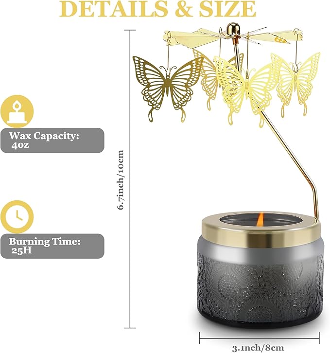 Birthday Gifts for Women, Rotatable Candle Gifts, Vanilla Cream Scented Candles Anniversary Christmas Thanksgiving, Butterfly Best Girl, Friends,Mom