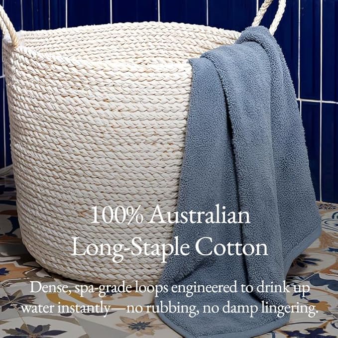 Italic Ultraplush Luxe 6 Piece Towel Set – 2 Bath Sheets, 2 Hand Towels, 2 Washcloths – 800GSM Soft, Highly Absorbent & Quick Drying, Resort Grade 100% Australian Cotton Towels (Glacier)