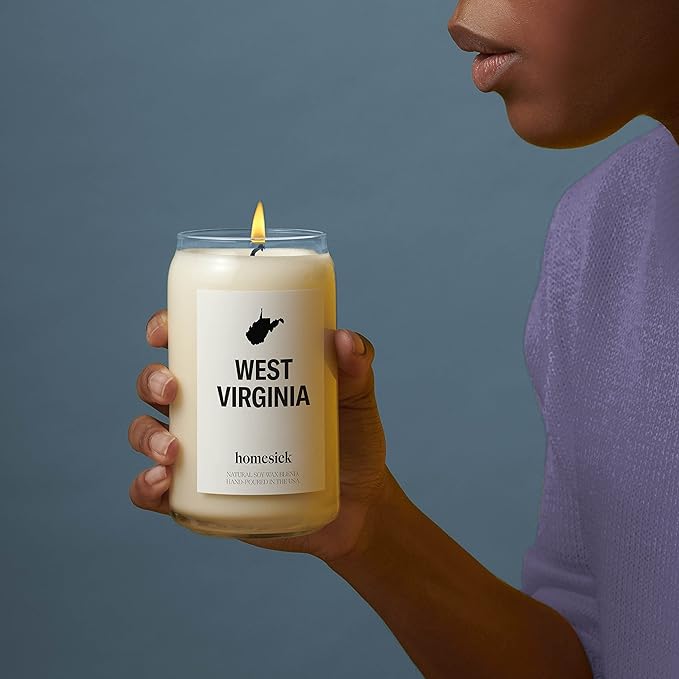 Homesick Premium Scented Candle, West Virginia - Scents of Bourbon, Maple, Chocolate, 13.75 oz, 60-80 Hour Burn, Natural Soy Blend Candle Home Decor, Relaxing Aromatherapy Candle
