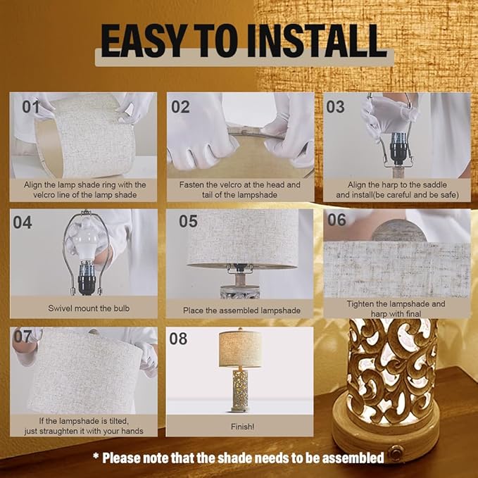 OYEARS 3-Way Dimmable 22'' Table Lamp Set of 2 for Living Room Bedroom Farmhouse Vintage Retro Bedside Lamps Touch Control with USB Ports Linen Shade for Home Office (Wash White, Bulb Included)