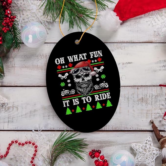 Collectible Skeleton Themed Ornaments (Biker Skull Santa Christmas Ornament)