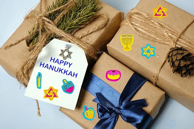The Dreidel Company Hanukkah Sticker Pieces, Great for Arts and Crafts, Decoration, Party Favors, 1008 Stickers (Style 1)