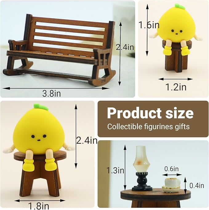 Miniature Pomelo Figurines Statue, Adorable Pomelo Collectibles Mini Sculpture for Shelf Desk and Bedroom Decor, Cute Home Decorations and Gifts (Sitting Posture Pomelo)