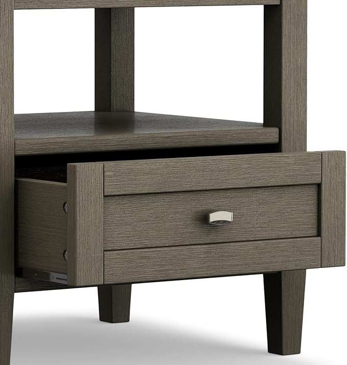 SIMPLIHOME Warm Shaker SOLID WOOD 20 inch Wide Rectangle Transitional End Side Table in Farmhouse Grey for the Living Room and Bedroom