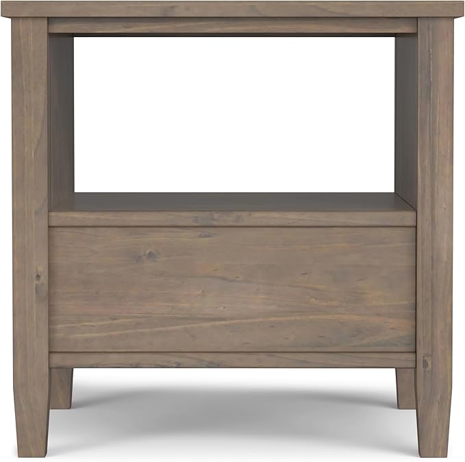 SIMPLIHOME Ela SOLID WOOD 20 inch Wide Rectangle Transitional End Table in Smoky Brown for the Living Room and Bedroom