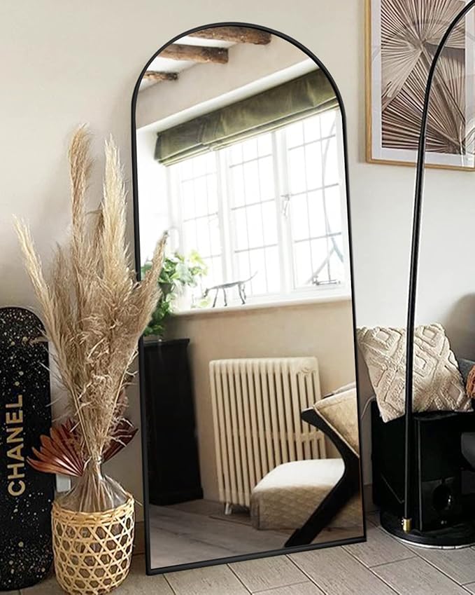 Full Length Mirror with Stand, 41"x81" Floor Mirror Freestanding, Arched Wall Mirror, Oversized, Wall Mounted Mirror for Bedroom(Black)