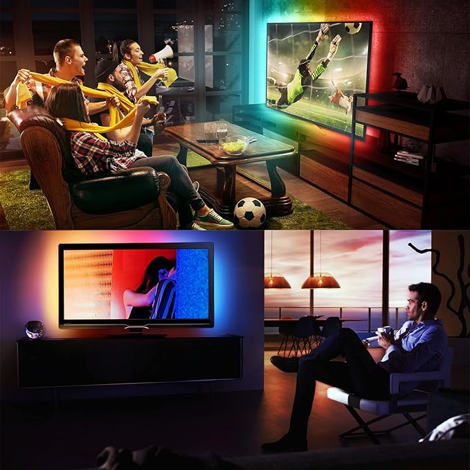 DAYBETTER LED Lights for TV, 9.8ft LED Strip Lights for TV 32-55 Inch, RGB TV LED Backlight, Music Sync Bluetooth APP and Remote Control TV Light Behind, USB Powered TV Lights, Gaming Room Decor