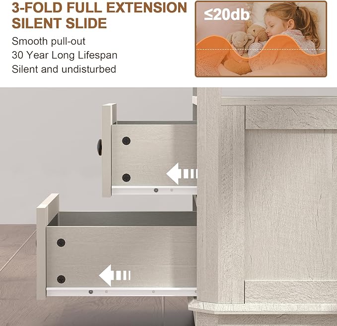 End Table with Charging Station, 24” Tall Sofa Side Table with Rattan Drawer, Anti-Collision Angle Wooden Night Stand for Living Room, Bedroom, Office.