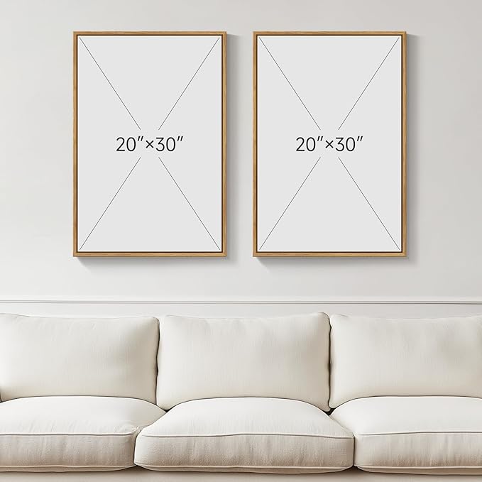 Framed Boho Desert Wall Art for Room Decor, Set of 2 Sun and Moon Cactus Landscape Artwork, Mid Century Modern Bohemian Paintings Prints for Living Room Bedroom Office Hallway Wall Decor, 20x30 Inch