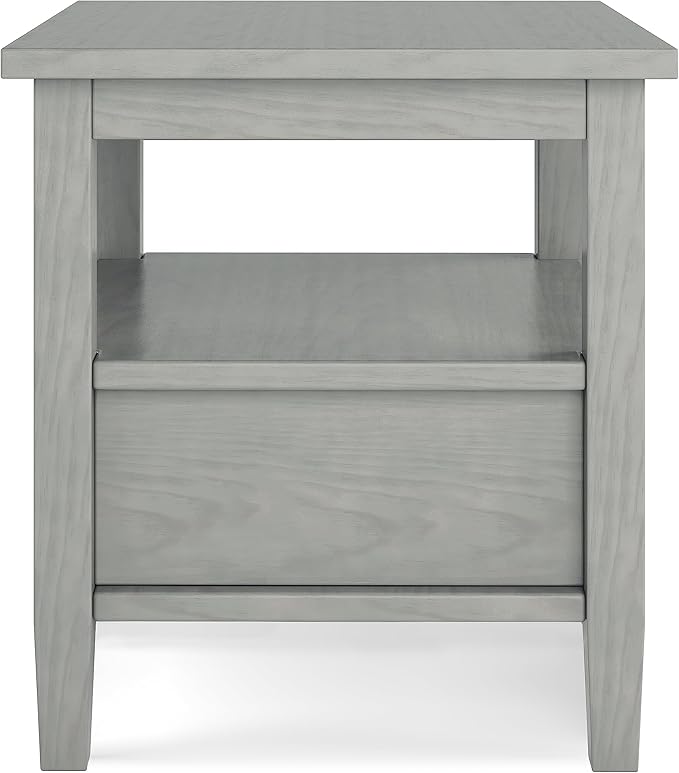 SIMPLIHOME Warm Shaker SOLID WOOD 20 Inch Wide Rectangle Transitional End Side Table in Fog Grey, For the Living Room and Bedroom