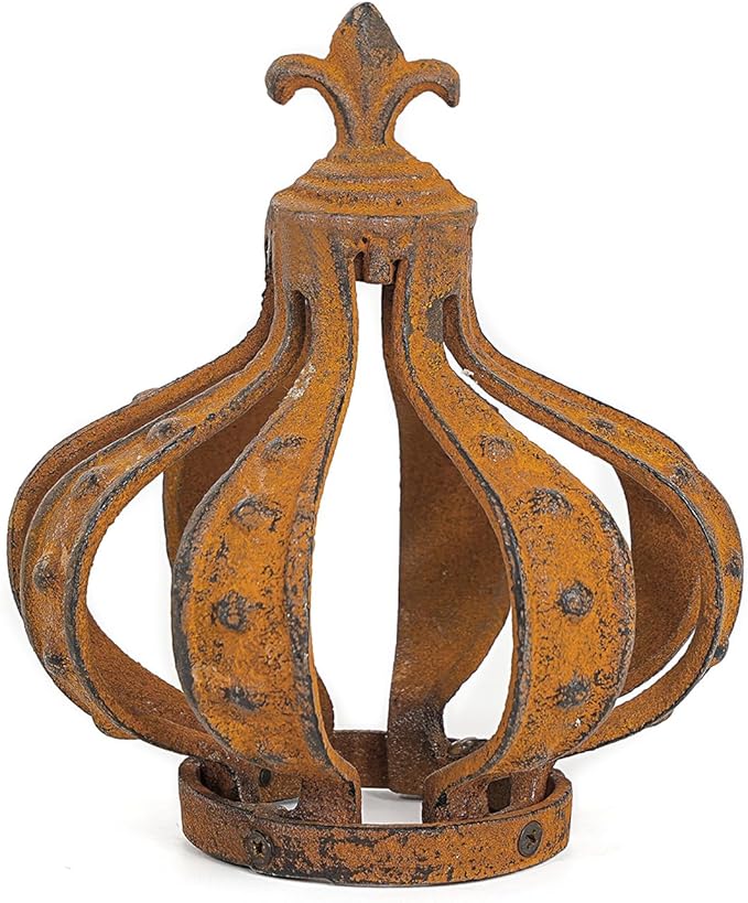 Sungmor Cast Iron Crown Sculpture, Patina Finish with Rustic Accent, Creative Candle Cover, Centerpiece Art Crown Statue for Tabletop Decor, Bookshelf, Special Occasions