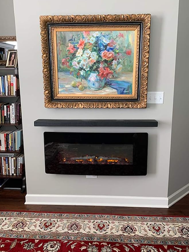 joelsantiques 36 Inch Wooden Floating Shelves for Wall - 36x6x2 in - Made of Natural Wood - Long Heavy Duty Rustic Wall Shelves for Bedroom - Perfect for Living Room, Kitchen - Black