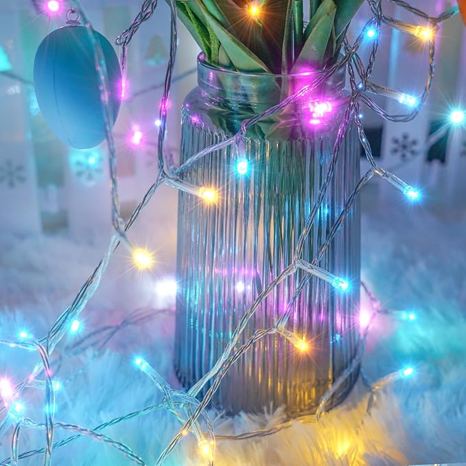 Connectable 200 LED 66FT Easter String Lights Outdoor Indoor, 66FT Easter Pastel Lights Multicolor Decorations Lights, Waterproof 8 Modes Plug in Twinkle Fairy Lights for Christmas Bedroom Decor