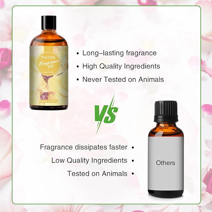 PHATOIL 3.38FL.OZ Black Orchid Fragrance Oils for Aromatherapy, Essential Oils for Diffusers for Home, Perfect for Diffuser, DIY Candle and Soap Making, DIY Scented Products - 100ml