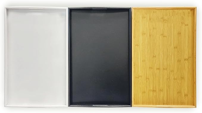 Bam & Boo White Bamboo Serving Tray Extra Large with Handles for Food, Drinks, Storage, Decor, Vanity, Breakfast, Parties, Weddings, Picnics(23.6” x 15” x 2.35”, White)